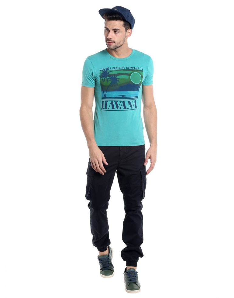 Jack n Jones Men Casual Wear Chest Print T-shirt